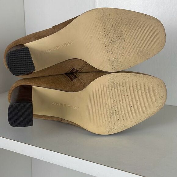 Saks Fifth Avenue Tan Suede Ankle Boots - Picture 5 of 9